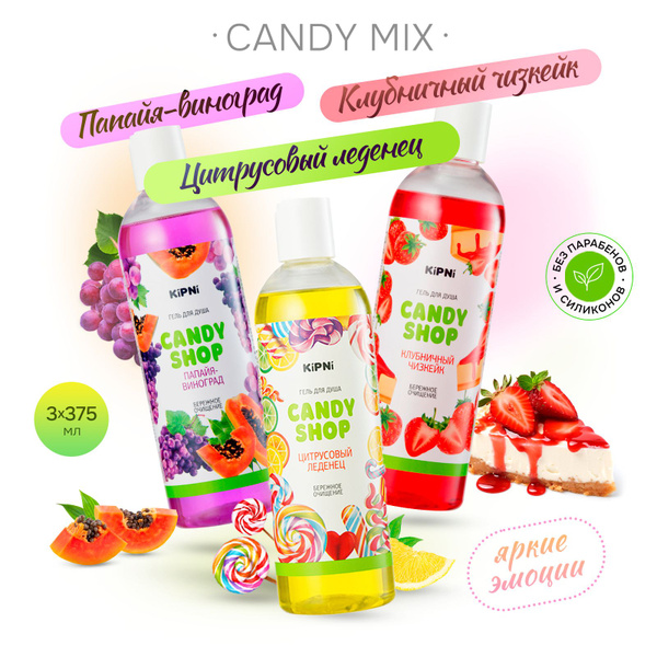 Набор гелей для душа 3 шт по 375 мл Папайя-Виноград + Цитрусовый ...