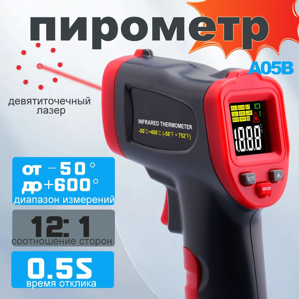 Пирометр, SAMALE, Электронный бесконтактный инфракрасный, лазерный ...