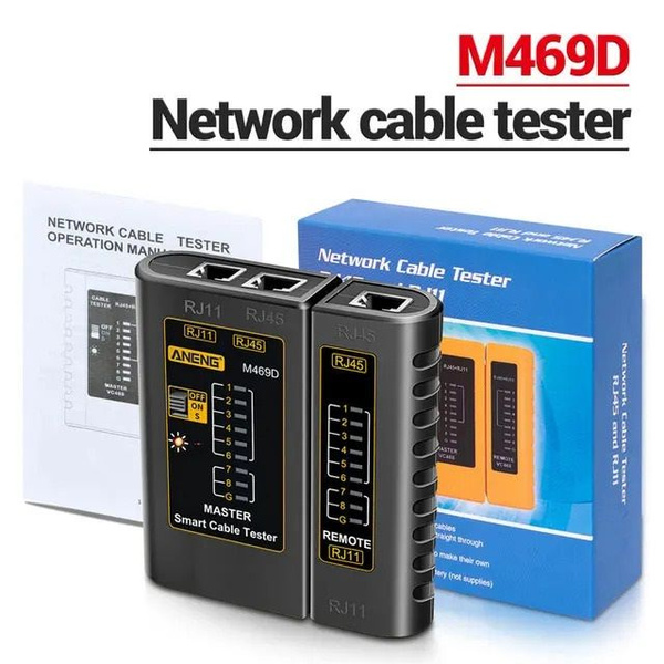 Кабельный тестер, RJ-45+RJ11, Ручной портативный кабельный тестер ...