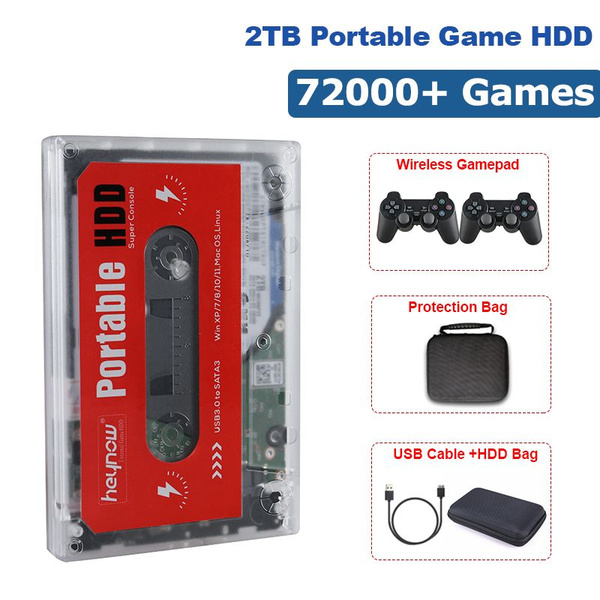 2 ТБ HDD Портативный внешний игровой жесткий диск Встроенный 72000 игр ...