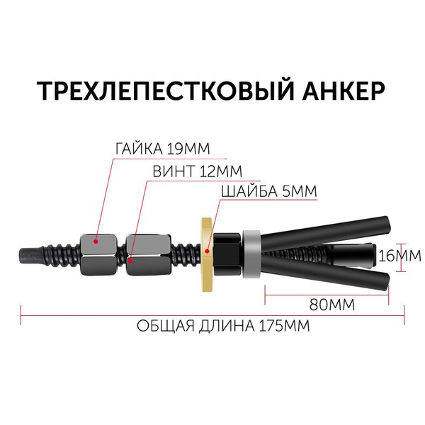 Анкер многоразовый трехлепестковый для алмазного бурения - купить по ...