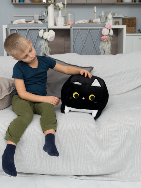 Мягкая игрушка квадратный кот 30 см черный. - купить с доставкой по ...