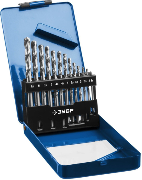 ЗУБР ПРОФ-А, 13 шт, (1.5-6.5 мм), сталь Р6М5, класс А, мет.бокс, набор ...