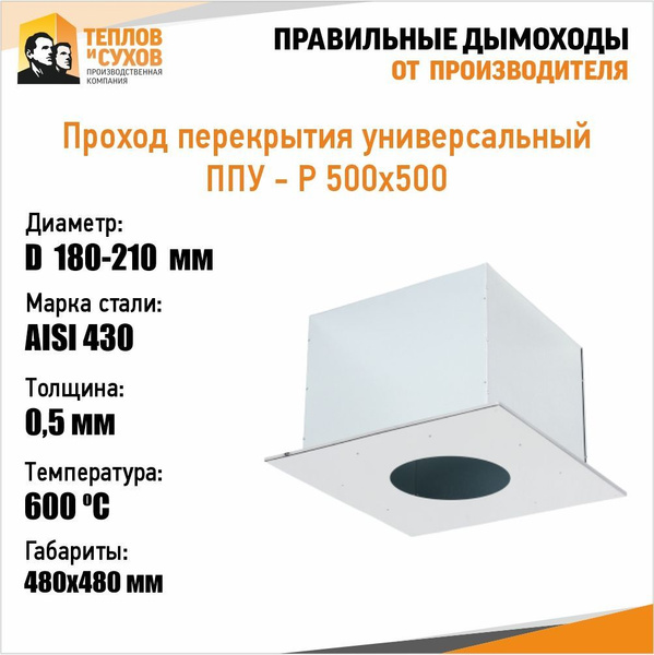 потолочно проходной узел 200 для дымохода (d180-210) - купить с ...
