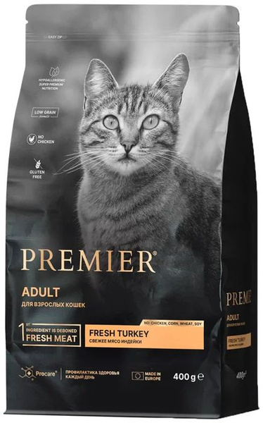 Сухой корм для кошек Premier Cat Turkey Adult Свежая индейка 400г ...