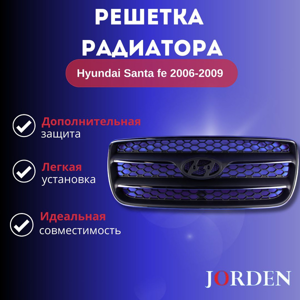 Решетка радиатора Hyundai Santa Fe 2006-2009 865612B010 для Хендай ...