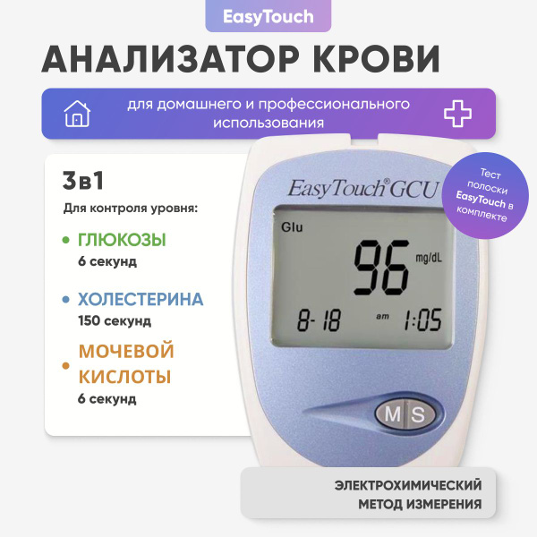 Анализатор крови EasyTouch GCU на глюкозу, холестерин и мочевую кислоту ...