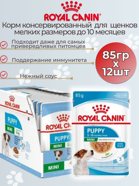 Корм для домашних животных Royal Canin Mini Puppy (в соусе) для щенков ...