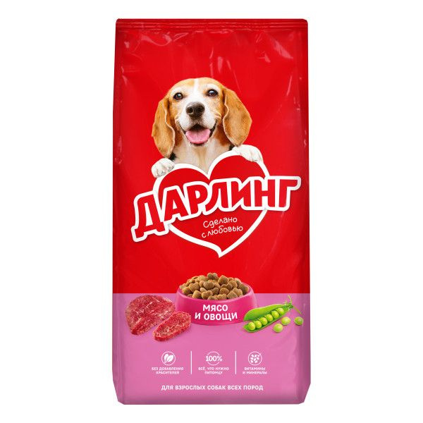 Сухой корм 15 кг с Мясом и Овощами Дарлинг для собак, 1 упаковка ...