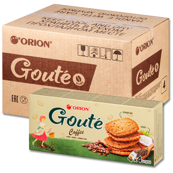 Печенье затяжное ORION Goute Coffee, 4 шт. в упак. 72 г, 16 уп. купить ...