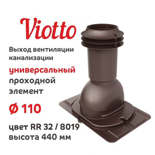 Выход вентиляции канализации Viotto RR 32 Ral 8019 с универсальным ...