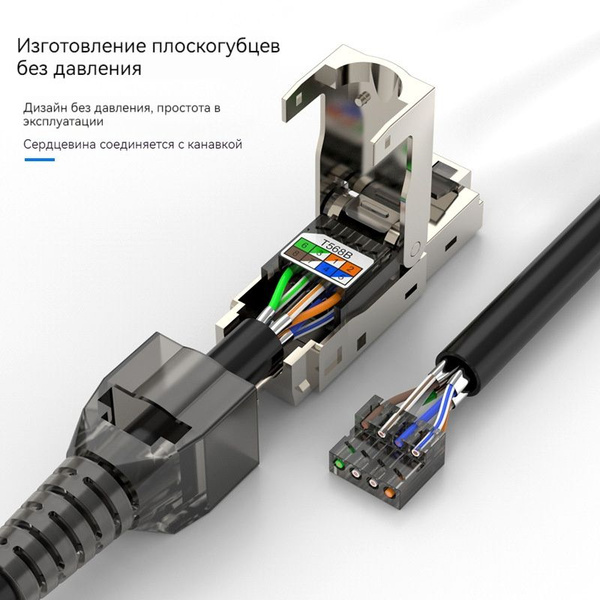 экранированный cat6 RJ45 Коннекторбез инструментов - купить с доставкой ...