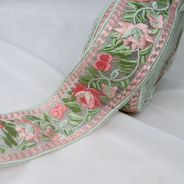 Цветочное кружево с вышивкой Тесьма своими руками Шитье 4,5х450см ...