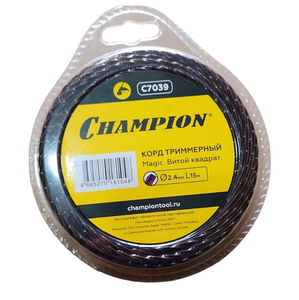 Леска для триммера Корд триммерный (леска) CHAMPION Magic 2.4 мм*15 м ...