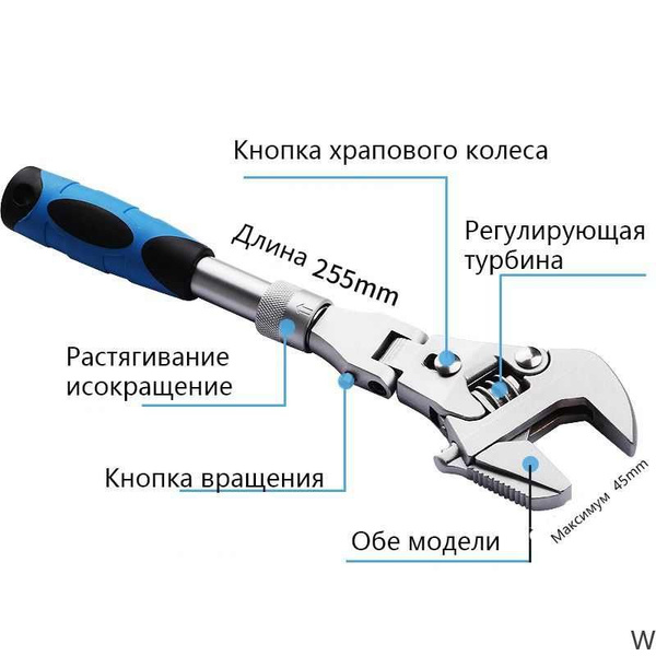 Характеристики многофункциональный ключ раздвижной ращающийсяПоворотный ...