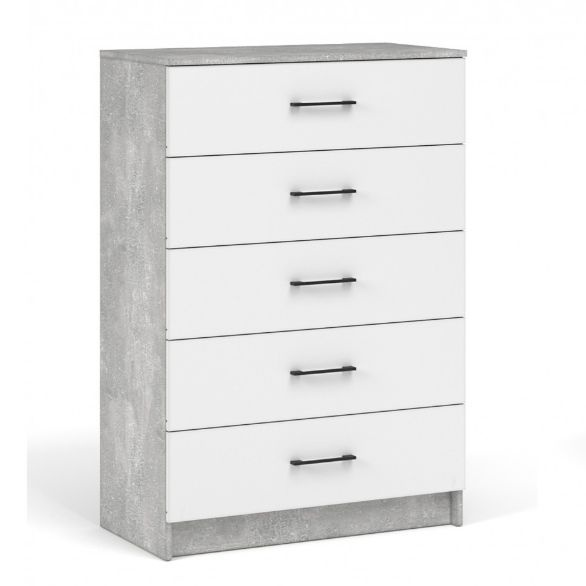 Комод Imperial Система Чикаго 5ящ Ателье светлый/Белый, 80x42x117 см, 5 ...