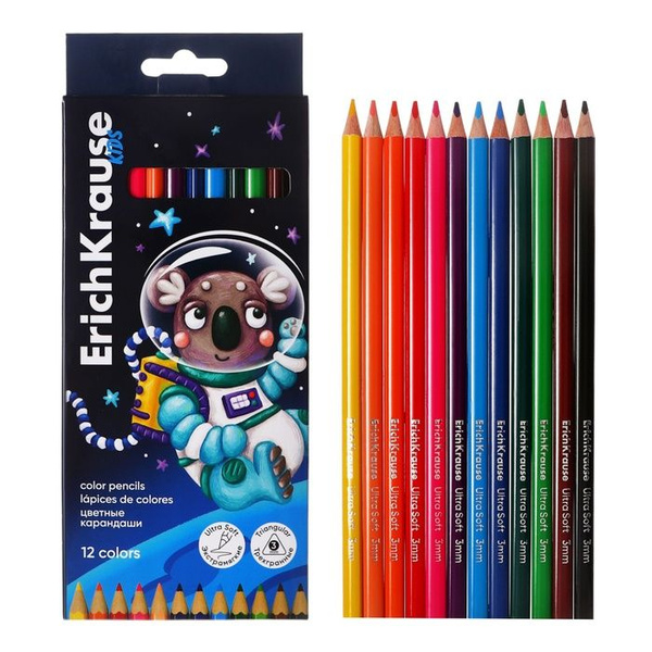 Характеристики Карандаши 12 цветов ErichKrause Kids Space Animals ...