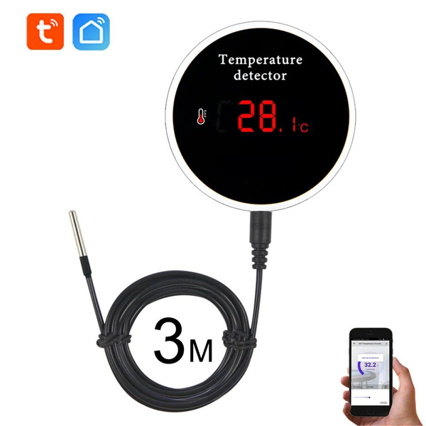 Умная WiFi Датчик температуры влажности, Tuya, Smart life - купить с ...
