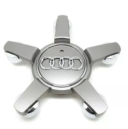 Колпачок, заглушка на диск колеса Audi Q7 Звезда 155 мм. серый с хромом ...
