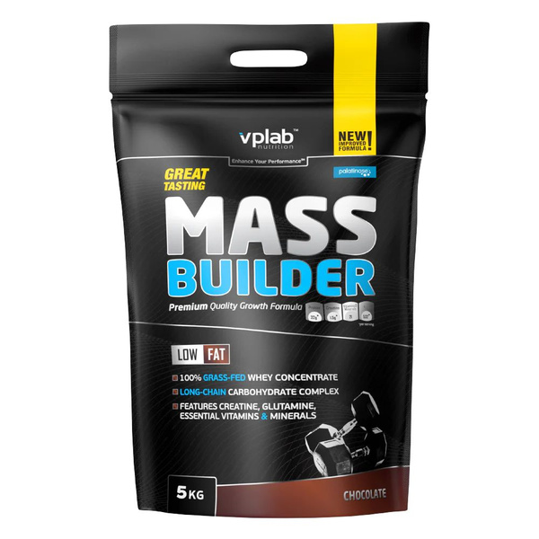 VPLAB Mass Builder, Гейнер для набора мышечной массы, порошок 5 кг со ...