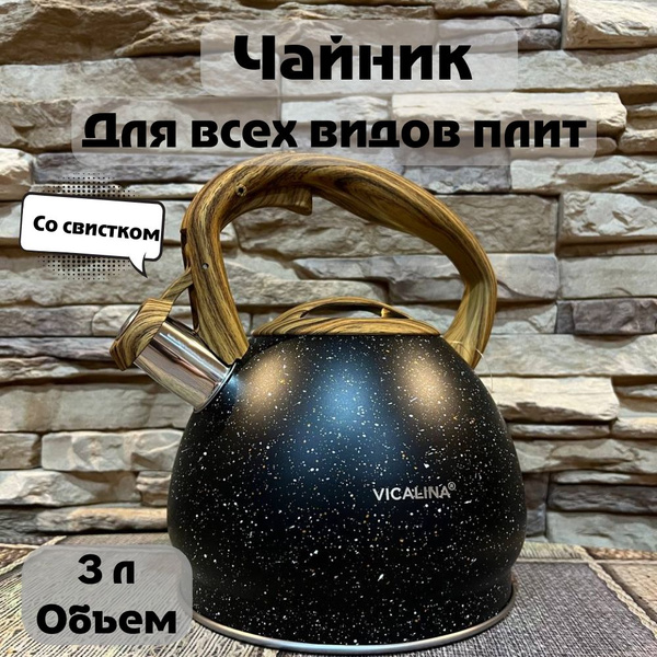 Чайник со свистком для газовой плиты 3 л, из нержавеющей стали, для ...