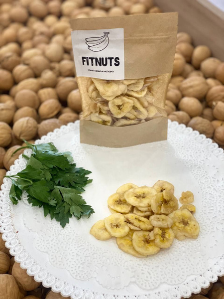 Банановые чипсы сушеные натуральные (фруктовые чипсы) FITNUTS, 250 г ...