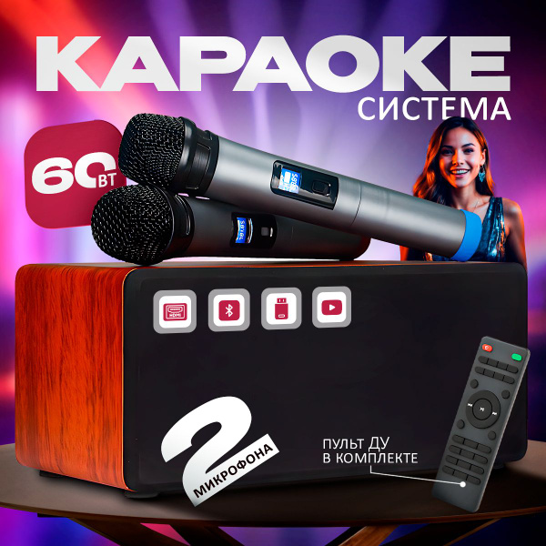 Караоке система для дома и улицы, с двумя микрофонами, для телевизора ...