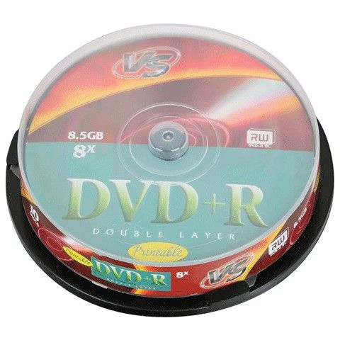 Диск DVD+R VS 8, 5Gb 8x cake box 10 Double Layer Printable - купить с ...