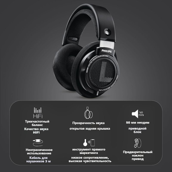 Наушники Philips SHP9500, черные - купить с доставкой по выгодным ценам ...