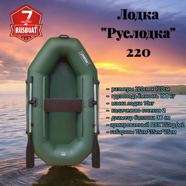 Лодка пвх Руслодка 220 - купить по выгодной цене в интернет-магазине ...