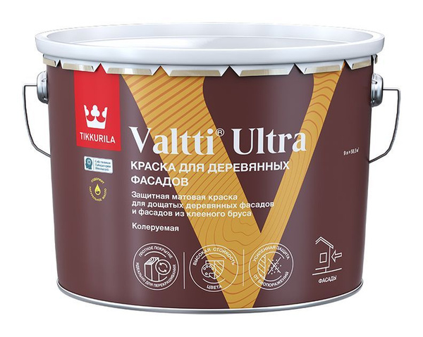 Характеристики Краска для деревянных фасадов VALTTI ULTRA С матовая 9л ...