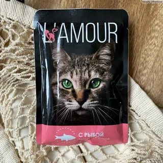 Корм для кошек старше 1 года влажный L'AMOUR с рыбой в соусе 16 пачек ...