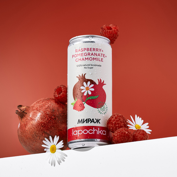 Натуральный лимонад без сахара LAPOCHKA x МИРАЖ Малина + Гранат ...