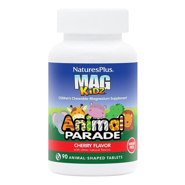 NaturesPlus, Animal Parade Магний для детей с вишнёвым вкусом Mag Kidz ...