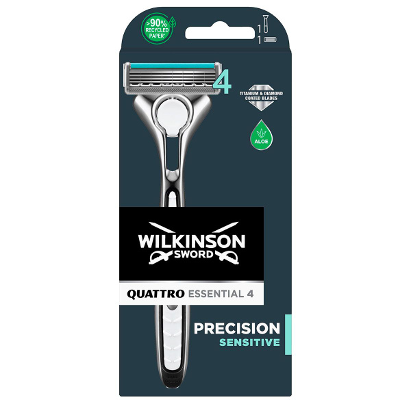 Wilkinson Sword Бритва QUATTRO Essential Sensitive (1 станок, 1 кассета ...