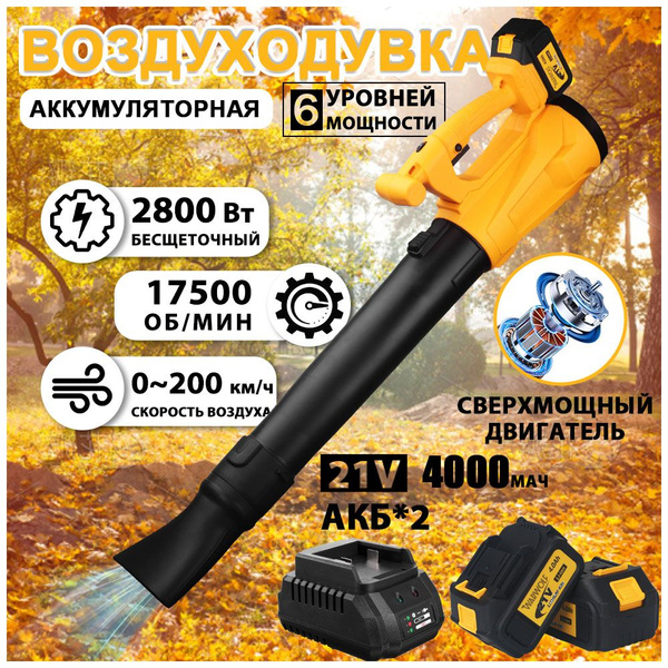 Воздуходувка аккумуляторная садовая 2800Вт,ветродуйка аккумуляторная с ...