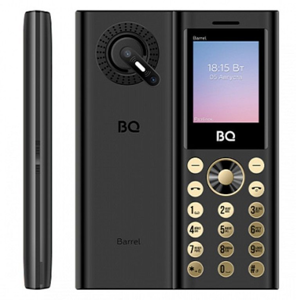 Мобильный телефон BQ 1858 Barrel Black/Gold, три SIM-карты: miniSIM+2 ...