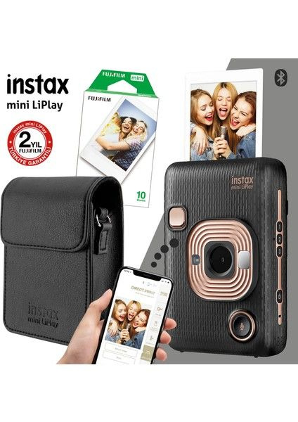 Fujifilm Instax Mini Liplay Hybrid Elegant Black Camera Set 3 с сумкой ...