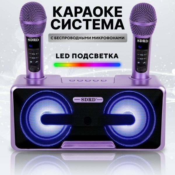 Караоке система для дома SD-301s /фиолетовый/ с двумя микрофонами для ...