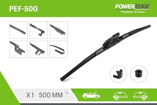 Power Edge Стеклоочиститель c графитовым покрытием мультикрепление (бескаркасный) 500mm (U-Hook)