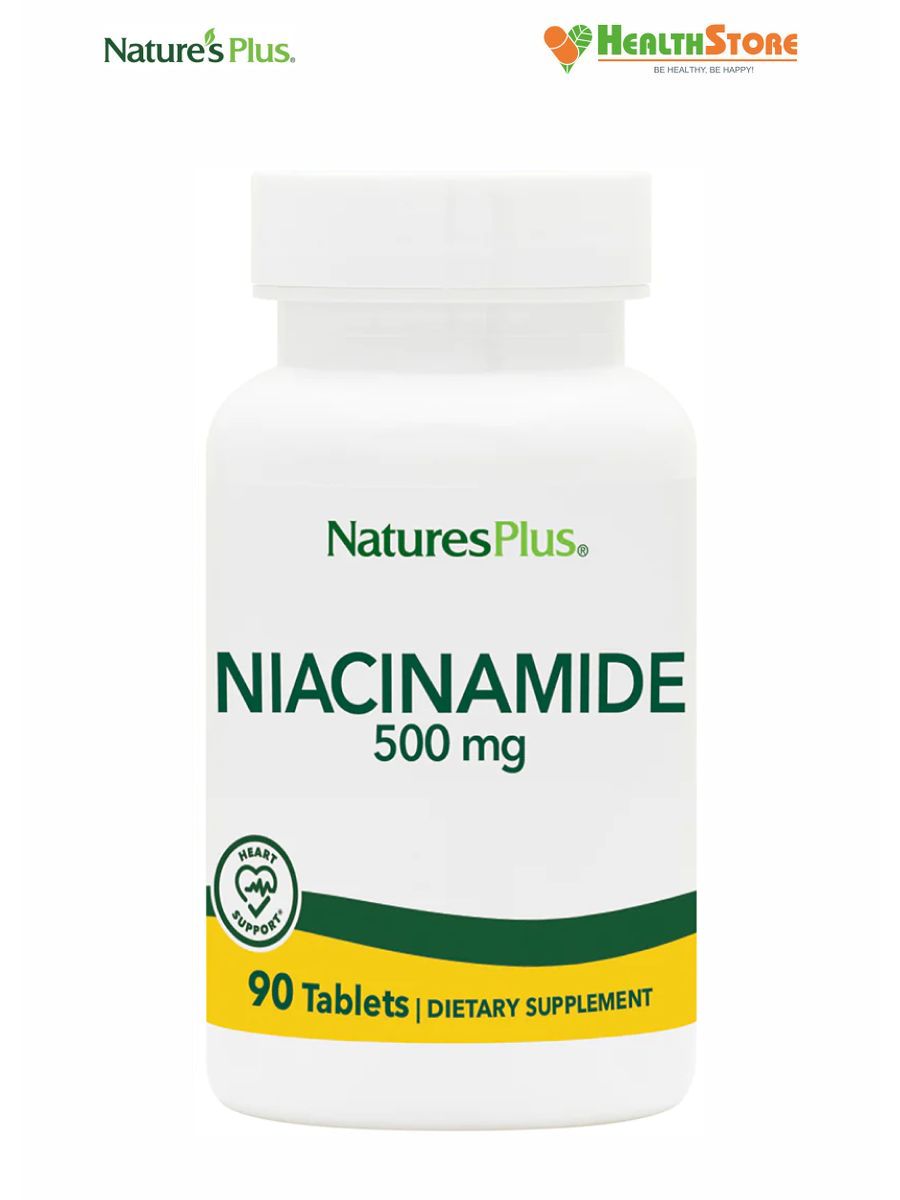 NaturesPlusNiacinamide500мг90таблетокниацинизниацинамида500мг,витаминб3.Никотинамид.Иммунитет,здоровьекожи,работамозга.