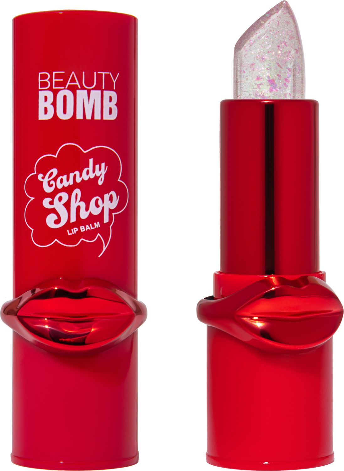 БальзамдлягубBeautyBomb«Candyshop»тон01RoseGlitzрозовыйсблестками,нагубахпрозрачный