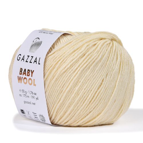 ПряжаGazzalBabyWool(ГАЗАЛБебиВул),цвет-829,кремовый-2шт.