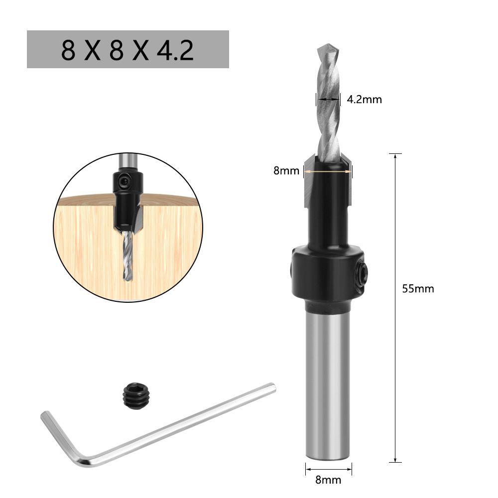 Наборзенковочныхсверлподереву8x8x4.2мм