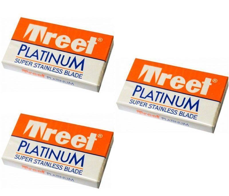 СМЕННЫЕ КЛАССИЧЕСКИЕ ЛЕЗВИЯ ДЛЯ БРИТВЫ TREET PLATINUM SUPER STAINLESS STEEL 3 пачки по 10 шт