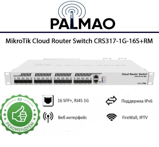 КоммутаторMikroTikCRS317-1G-16S+RM1G16SFP+управляемый