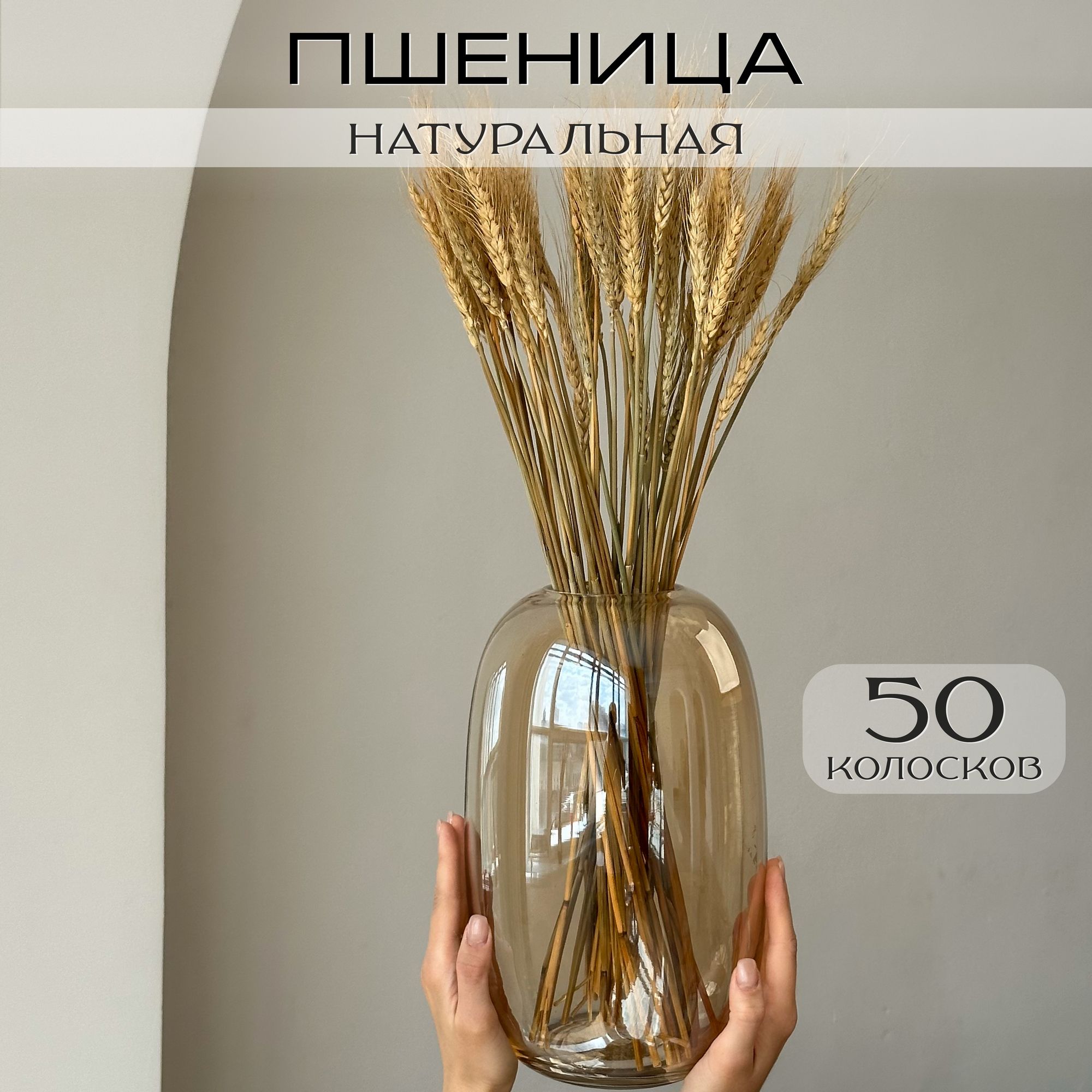 Сухоцветы для декора пшеница 50 шт, сухоцветы для вазы 60 см