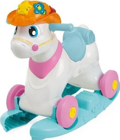 Каталка-качалка говорящая Лошадка Chicco Baby Rodeo, белый/розовый