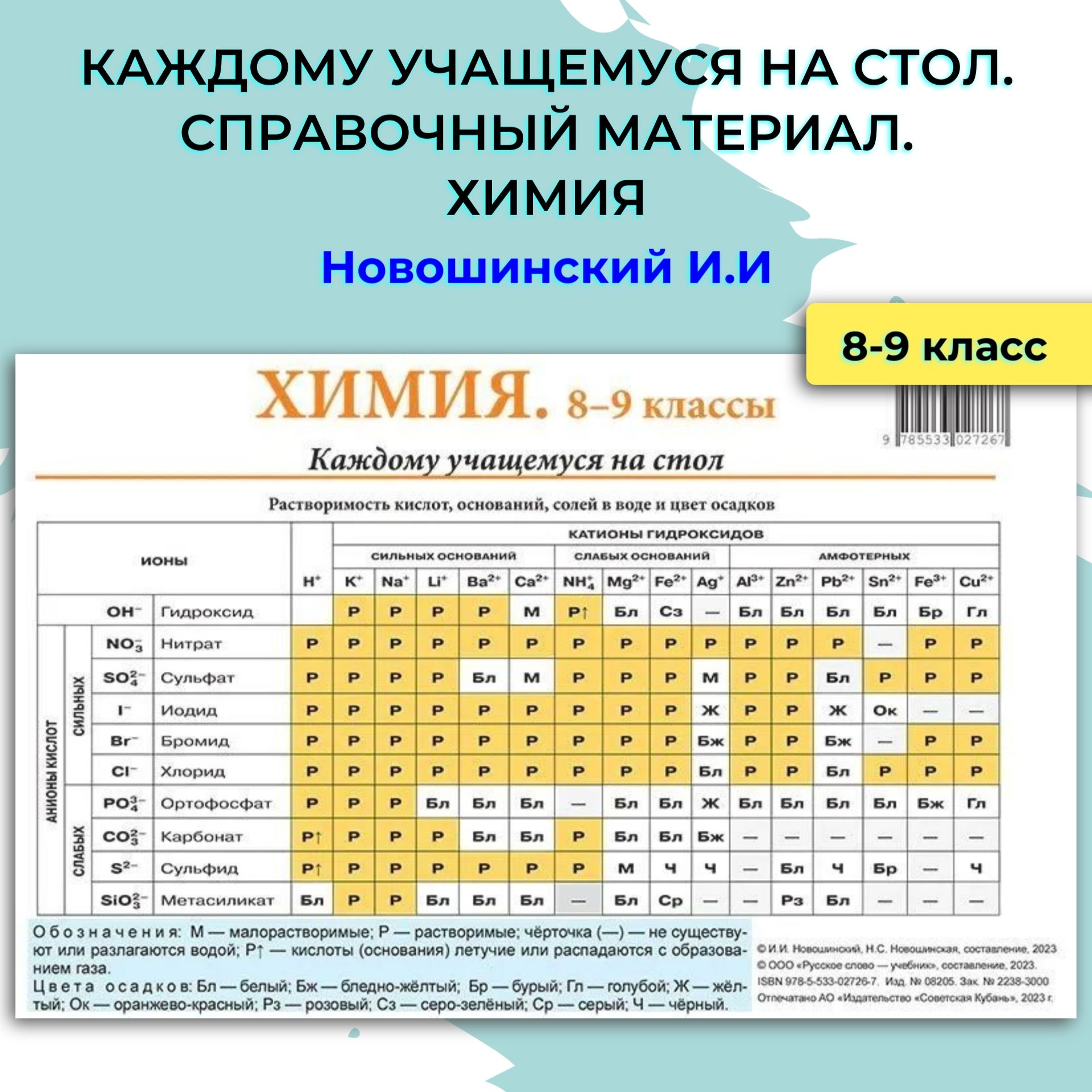 Химия. Справочный материал / Новошинский И.И.