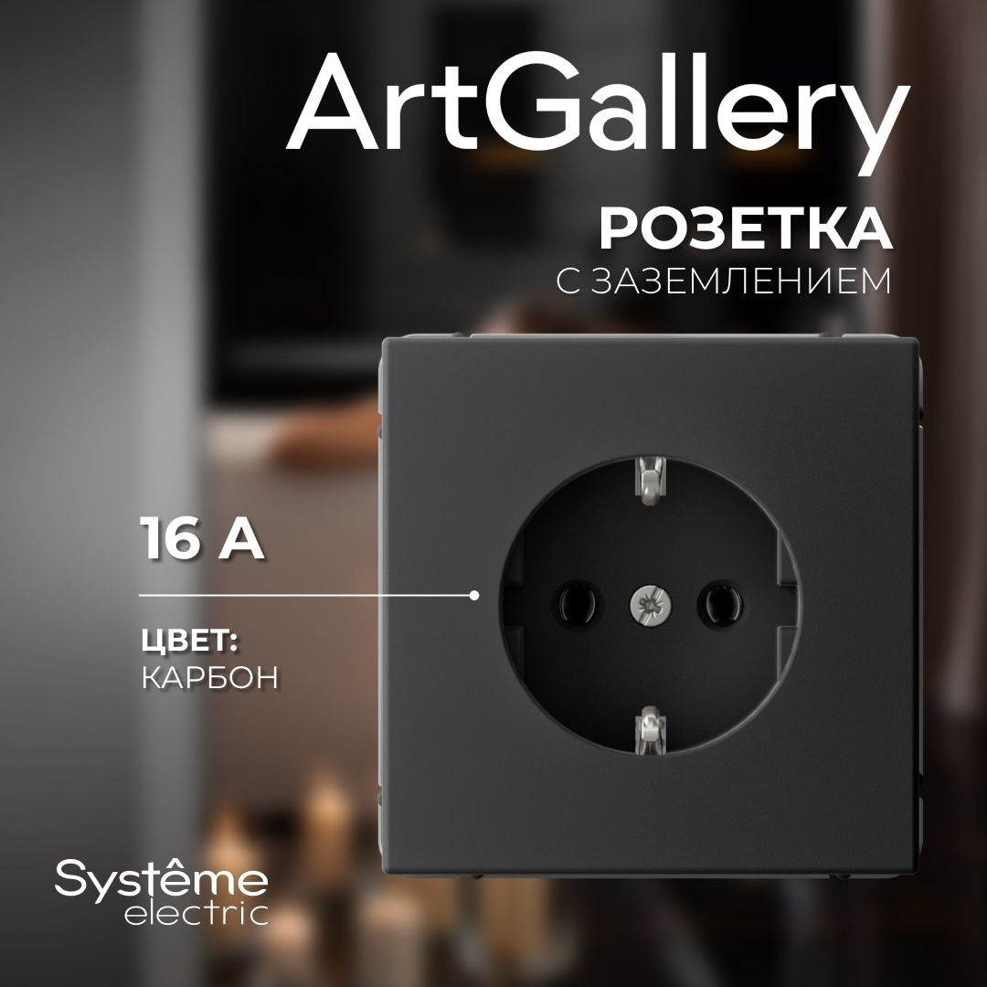 РозеткасзаземлениемКарбонArtGallerySystemeElectricGAL001043